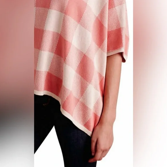 Anthropologie La Casita De Wendy Plaid Poncho Organic Cotton Top Size Large - Picture 3 of 8